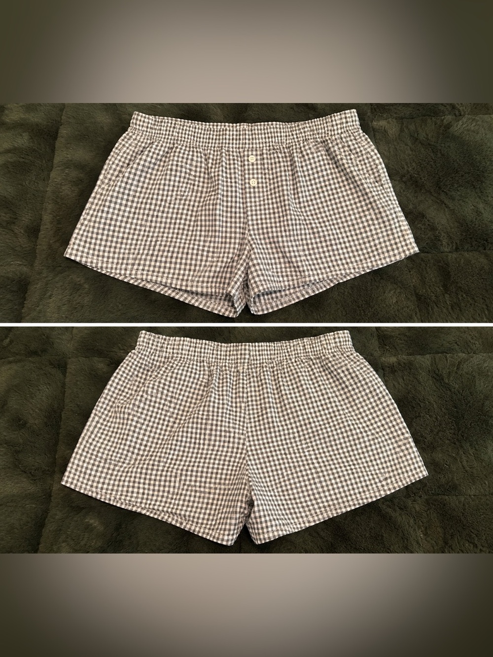 Originality Gingham Check Cotton Boxer Style Lounge Shorts